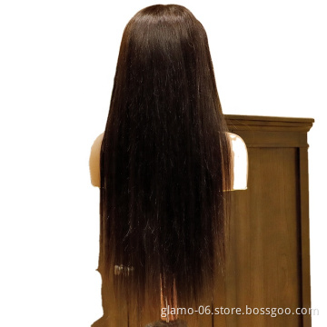 13x6 Pre Plucked Straight Brown And Blonde Highlight Human Hair Wig,150% Density Full Lace Human Hair Wigs